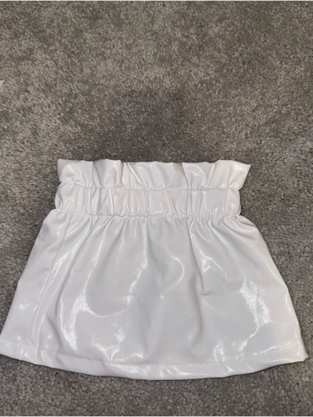 Shiny White Paperbag Waist Girls' Skirt